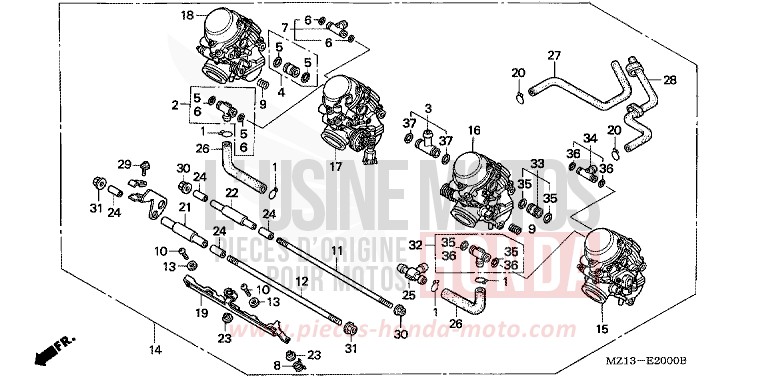 CARBURETOR (ASSY.) for CB1000F "Big One" CANDY REVIVE RED (R210) from 1995